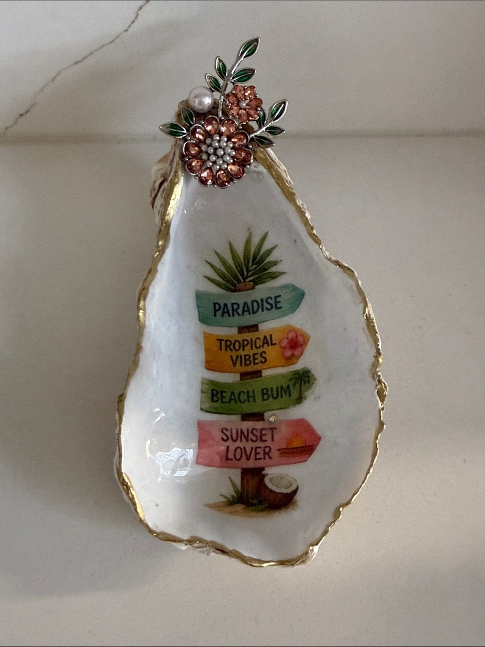 Decorative Oyster ShellTrinket Dish  Beachsign